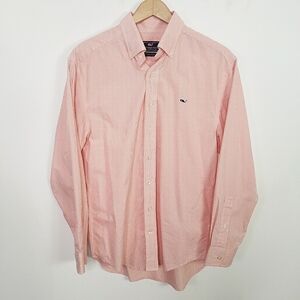 Vineyard Vines Whale Shirt coral pink gingham button down small